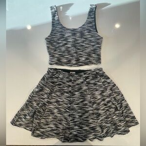 Hollister Grey Black and White Crop Top and Skirt Matching Set Size Small